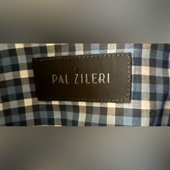 Pal Zileri Long Sleeve Button-front Shirt Sz 42 L Blue & White Checkered - Picture 7 of 7